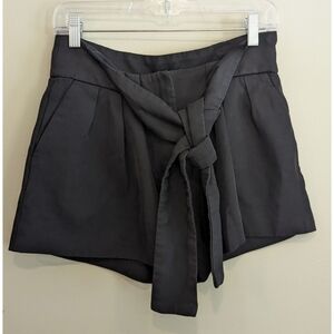 IRO Tynasa Pleated Tie Waist Shorts in Black Size 2